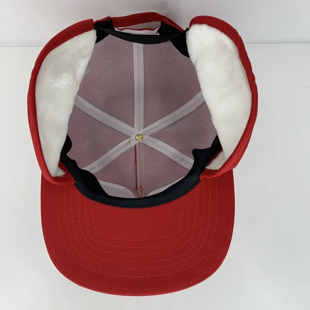 Schwarz Ready Mix Hat Red Rope Ear Flaps Zip Adjustable OSFA Winter Cap Concrete